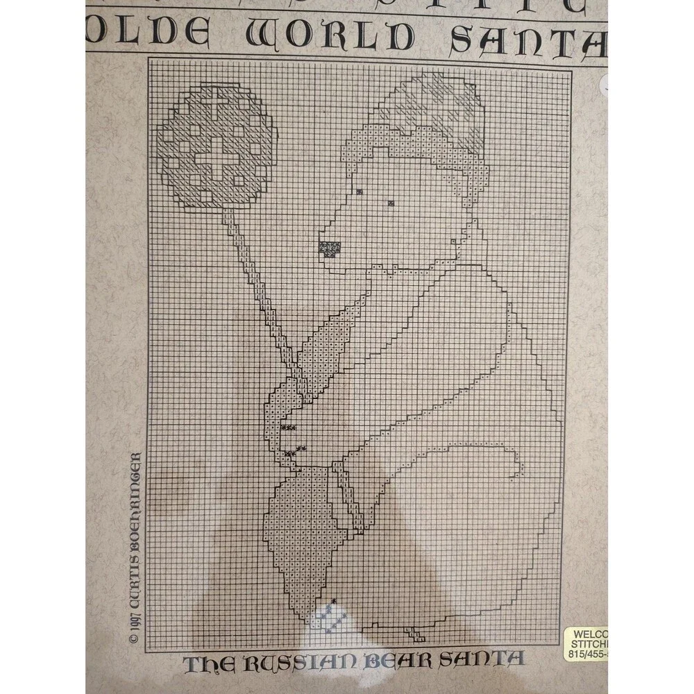 Curtis Boehringer Cross Stitch Pattern Book Olde World Santas Russian Bear 1997